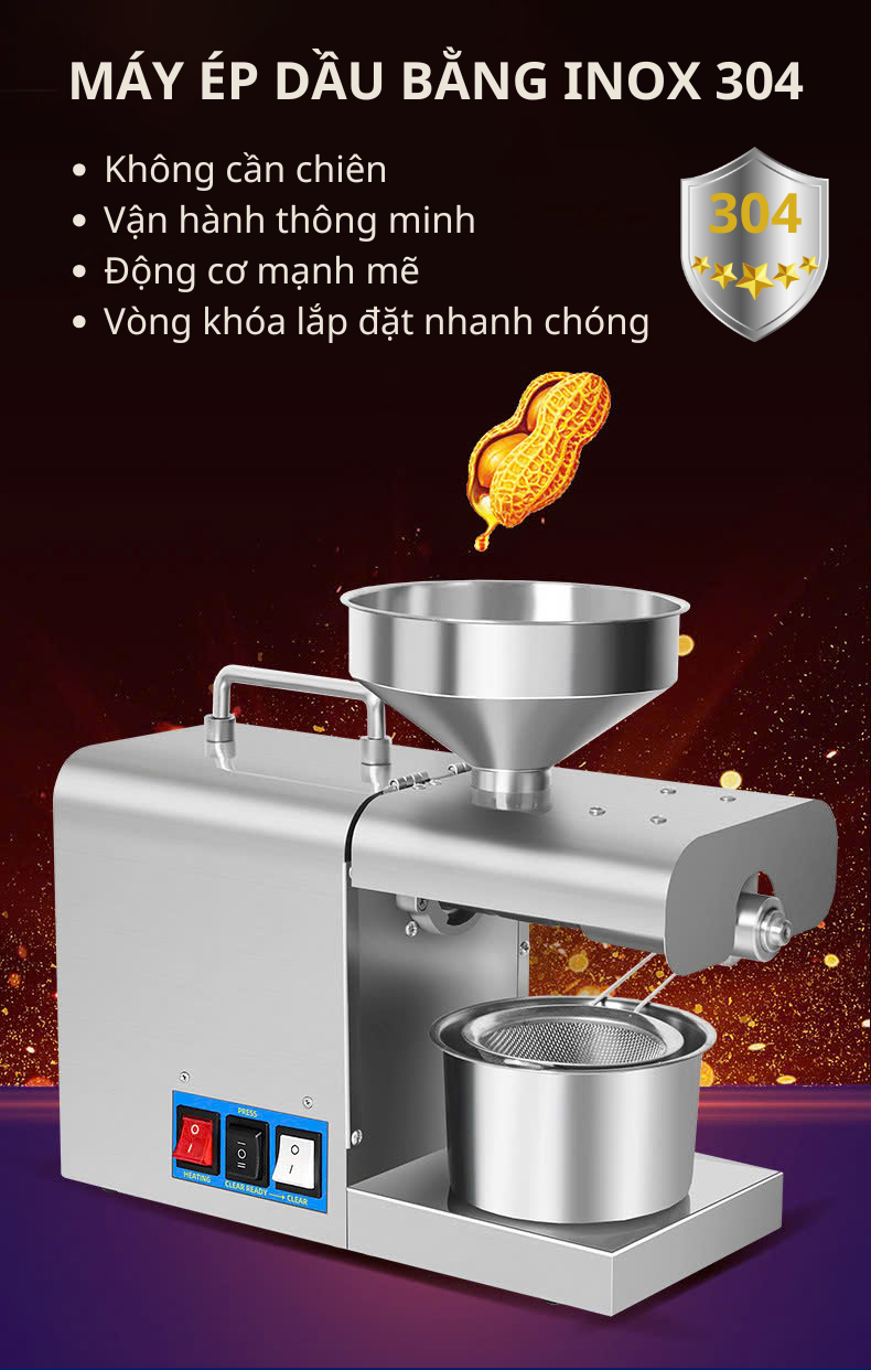 Máy Ép Dầu Thực Vật Mini 800W K311 Inox Nguyên Khối - Máy Ép Dầu Thực Vật Mini Cao Cấp – Giải pháp cho gian bếp hiện đại