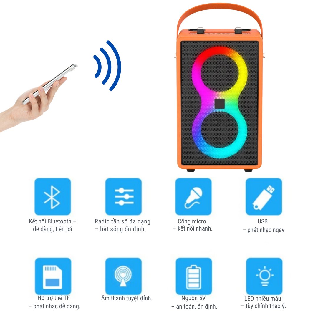 Loa KAW PartyBox K8 On-The-Go Di Động - 4. Đa Dạng Kết Nối