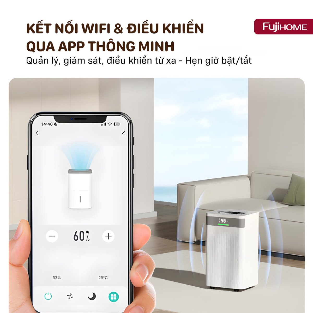 Máy Hút Ẩm Block DH40NW 40 Lít - 2. Công nghệ Kết nối Wifi - Điều khiển từ xa cực tiện lợi