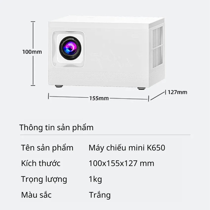 Máy chiếu mini KAW K650 Plus chính hãng, Giải trí, Xem phim, Xem Tivi