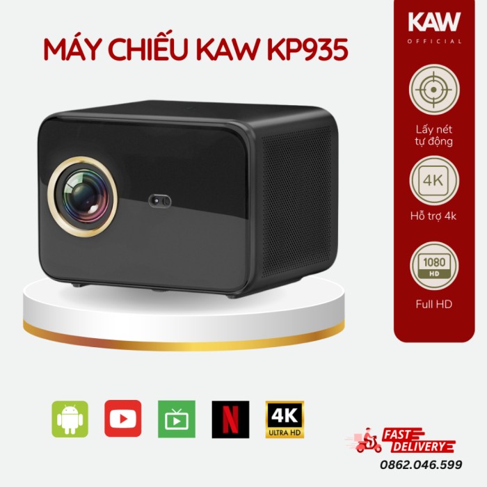 Máy chiếu mini KAW KP935 Kết nối wifi, bluetooth, dễ dàng kết nối điện thoại, máy tính