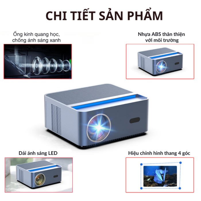 Máy chiếu Mini 4K K880 chính hãng KAW xem phim, giải trí Hệ điều hành Android