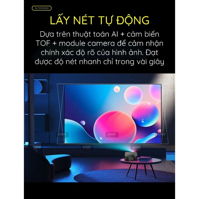 Máy chiếu mini KS990 tự động lấy nét, Tìm kiếm bằng giọng nói, Phù hợp cho văn phòng gia đình trường học