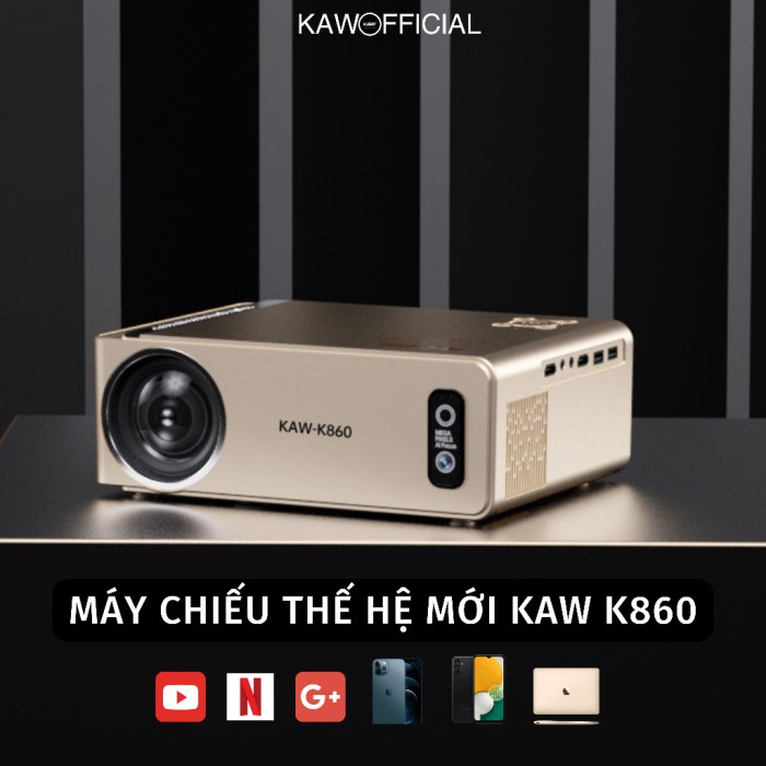 Máy chiếu mini KAW K860 mới 2024, độ phân giải 4K, hình ảnh sắc nét, âm thanh sống động