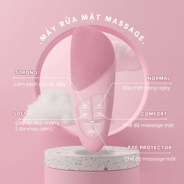 Máy rửa mặt mini KAW, 5 chế độ massage, làm sạch sâu lỗ chân lông