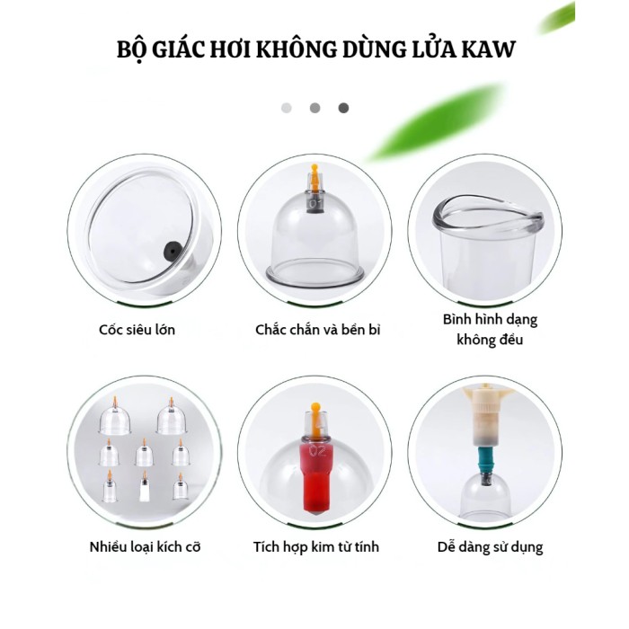 Bộ giác hơi không dùng lửa 24 phụ kiện KAW, Giảm đau nhức, Tăng cường tuần hoàn máu