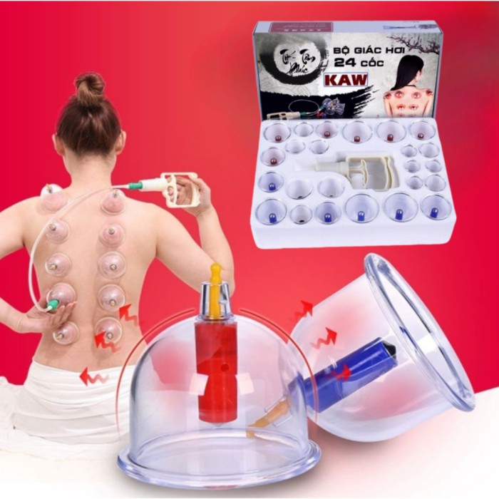 Bộ giác hơi không dùng lửa 24 phụ kiện KAW, Giảm đau nhức, Tăng cường tuần hoàn máu