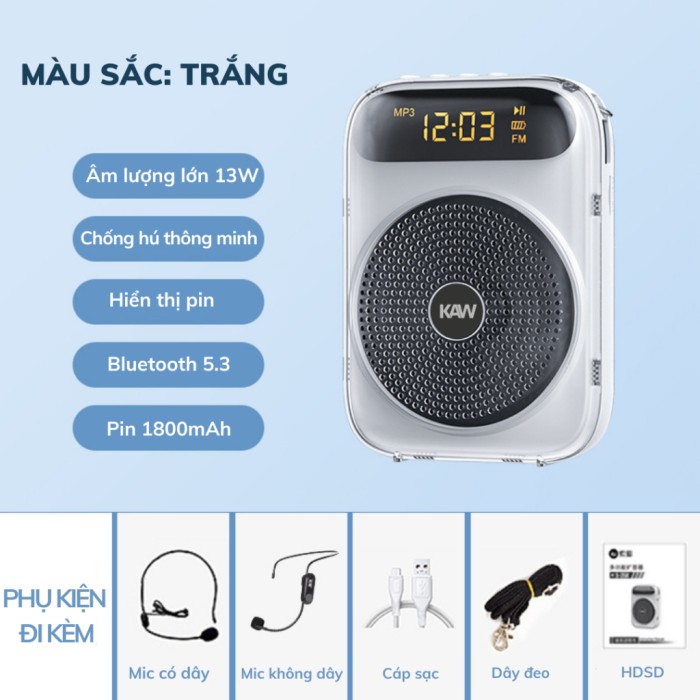 Máy trợ giảng KAW K88 cao cấp cho chất lượng âm thanh vượt trội, Chính hãng, Giá tốt