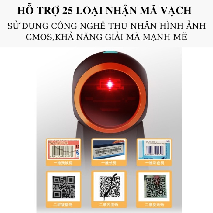 Máy quét mã vạch CMOS, Đọc nhanh, chính xác mọi loại mã vạch 1D, 2D, QR code