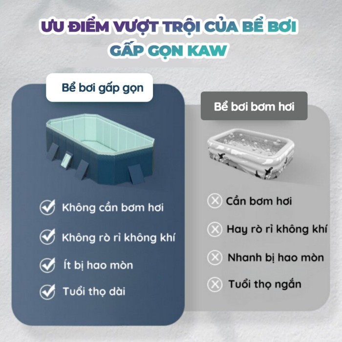 Bể bơi gấp gọn 2m1 KAW HOME – Thiết kế tiện lợi, gập nhanh, phù hợp 1–2 bé vui chơi tại nhà