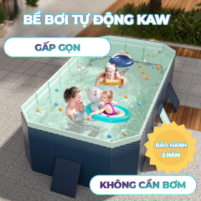 Bể bơi gấp gọn 1m6 KAW HOME – Bể phao mini cho bé, dễ gập, tiết kiệm diện tích