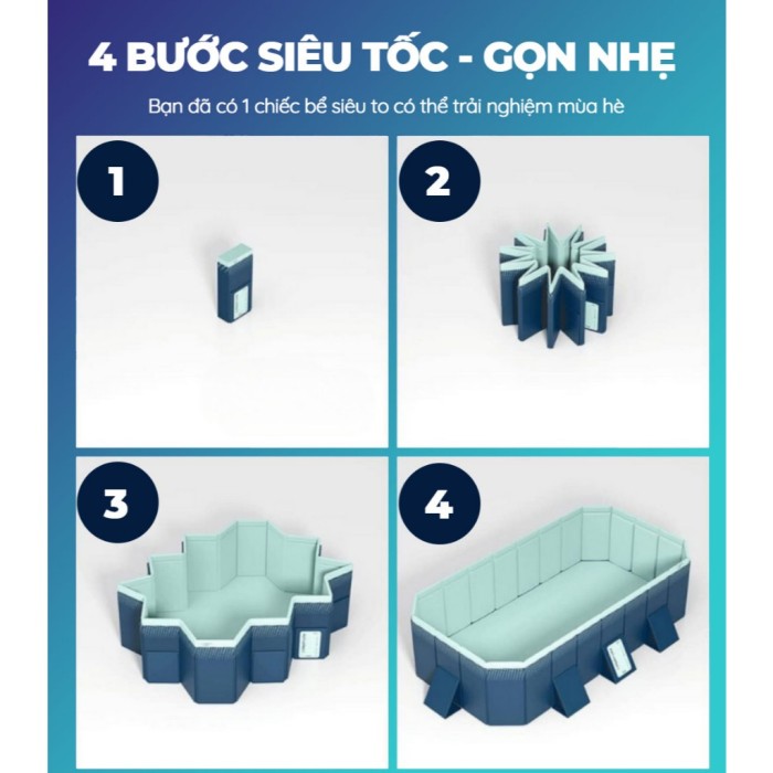 Bể bơi gấp gọn 2m6 KAW HOME – Dành cho gia đình nhỏ, bơm hơi nhanh, gấp gọn khi không dùng