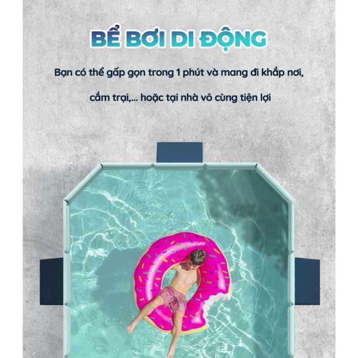 Bể bơi gấp gọn 1m6 KAW HOME – Bể phao mini cho bé, dễ gập, tiết kiệm diện tích