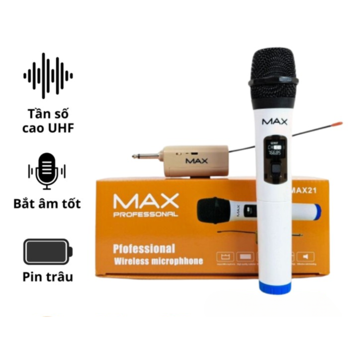 Micro Không Dây MAX-21 – Chống Nhiễu Siêu Tốt, Thu Âm Rõ Nét, Hát Cực Hay Trên Mọi Thiết Bị