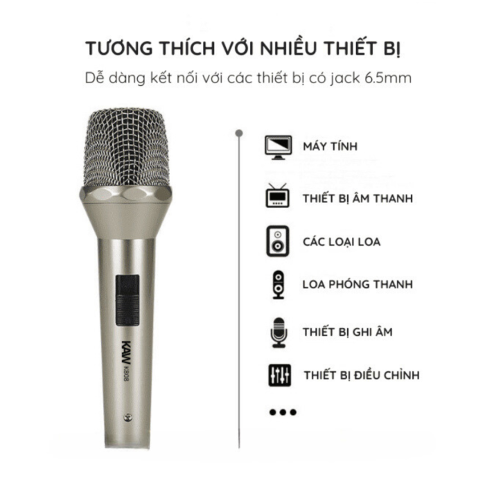 Micro Không Dây KAW K808 Chính Hãng - Chống Hú Tốt, Tiếng Sáng, Hát Nhẹ