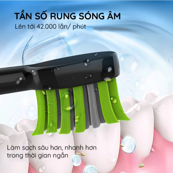 Bàn chải điện KAW – Làm sạch sâu, rung siêu mạnh, bảo vệ nướu nhạy cảm
