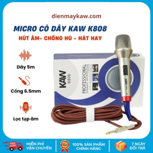 Micro Không Dây KAW K808 Chính Hãng - Chống Hú Tốt, Tiếng Sáng, Hát Nhẹ