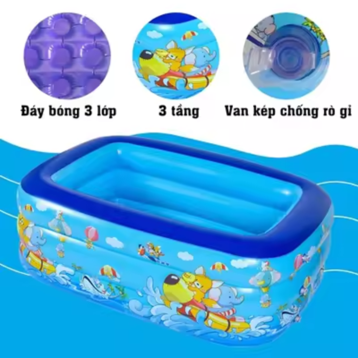 Bể Bơi Phao 3 Tầng 130cm Cho Bé KAW HOME – Thiết Kế Rộng Rãi, Bé Vui Cả Ngày