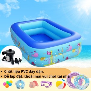 Bể Bơi Phao 2 Tầng KAW 120cm – Nhỏ Gọn Cho Bé, Kèm Máy Bơm Dễ Dùng