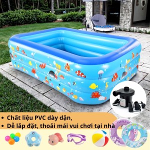 Bể Bơi Phao 3 Tầng KAW Kèm Bơm, Cỡ Trung 150cm, Không Gian Vui Chơi An Toàn Tại Nhà