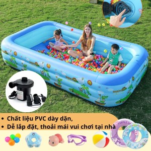 Bể bơi phao 2m6 3 tầng - KAW HOME - Loại dày, Tặng bơm máy, Hàng chính hãng, Bền đẹp