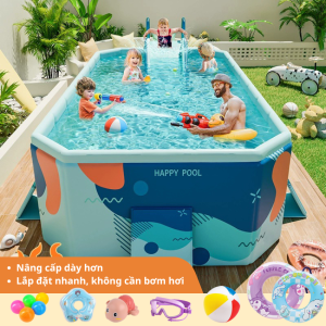 Bể bơi gấp gọn 1m8 KAW HOME – Kích thước vừa, phù hợp sân nhỏ, tặng kèm keo vá