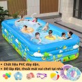 Bể bơi phao 3m 3 tầng chữ nhật - Thành bể cao, Chất liệu dày dặn