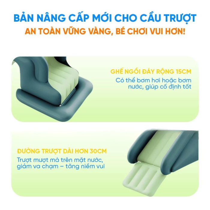 Cầu trượt bơm hơi rời KAW HOME – Dùng kèm bể bơi phao, dễ lắp, an toàn cho bé