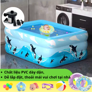 Bể Bơi Phao 3 Tầng KAW 120cm – Gọn Nhẹ, Dễ Dùng, Kèm Bơm Máy Tiện Lợi Cho Bé