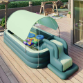 Bể bơi phao cầu trượt 2m6 KAW HOME – Thiết kế có mái che, thành cao 3 tầng, dùng cho bé từ 1 tuổi