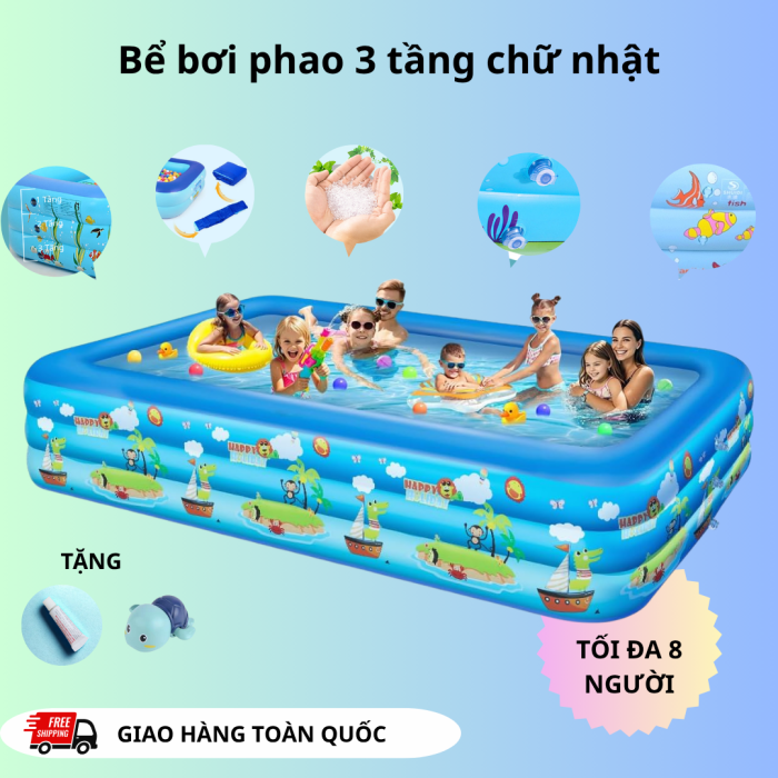 Bể bơi không cần bơm hơi 3m KAW HOME – Gấp Gọn Nhanh, phù hợp cho đại gia đình vui chơi