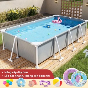 Bể bơi khung thép KAW HOME 1m8 – Gọn gàng, an toàn cho bé, phù hợp sân vườn nhỏ