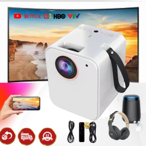 Máy chiếu mini KAW 007C – Full HD 1080P, Android 9.0, WiFi, Bluetooth, hỗ trợ 4K, nhỏ gọn tiện lợi