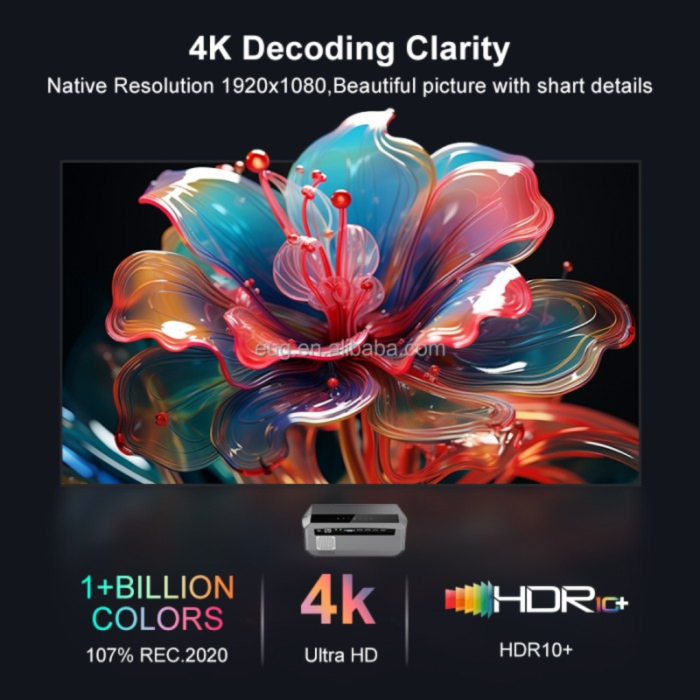 Máy Chiếu Thông Minh KAW KP960 – Full HD 1080P, Android 11, WiFi 6, Bluetooth 5.0, Âm Thanh Stereo, Hỗ Trợ 4K cho Gia Đình & Văn Phòng
