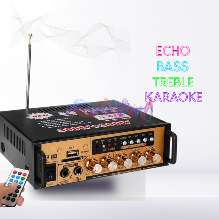 Amply BT198B-B Đa Năng 600W — Bluetooth Karaoke Gia Đình Hoàn Hảo!
