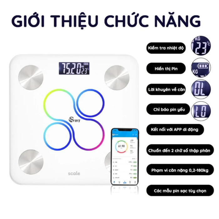 Cân Điện Tử KAW K21, Kết Nối App - Theo Dõi Mỡ & BMI