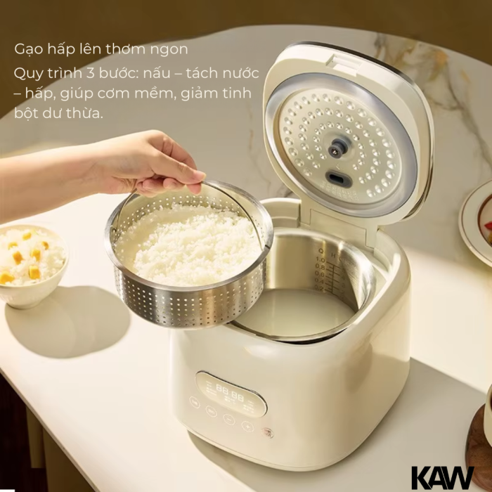 Nồi Cơm Điện Tử KAW Smart Rice 3L - Đa Năng 8 Chế Độ, Lòng Nồi Inox 304 Cao Cấp