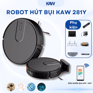 Robot Hút Bụi Lau Nhà KAW Smart 281Y – Hút & Lau 2 Trong 1, App Điều Khiển