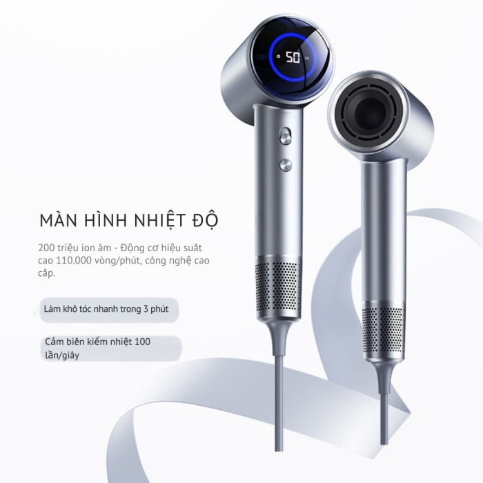 Máy Sấy Tóc Ion Âm KAW K-A68, Màn Hình Nhiệt Độ: Sấy Khô Siêu Tốc, Tóc Mượt Hơn