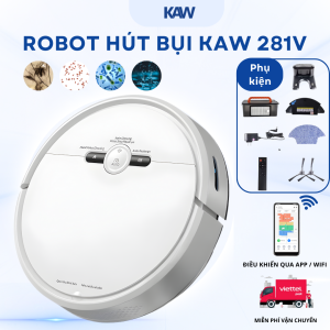 Robot Hút Bụi KAW 281V – Lau Hút 2 Trong 1, Điều Hướng Gyroscope, Pin 4400mAh