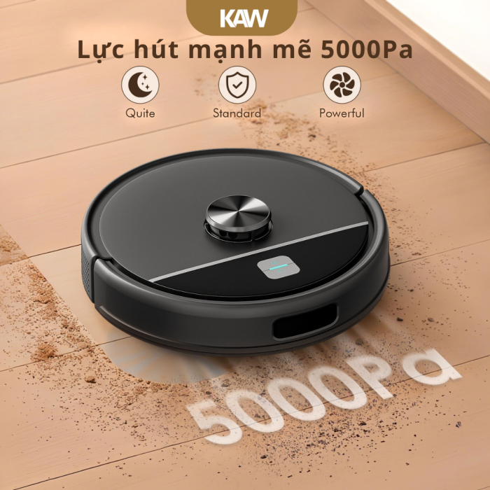 Robot hút bụi tự đổ rác KAW 245A – Lực hút 5000Pa, điều hướng Laser LDS, điều khiển App