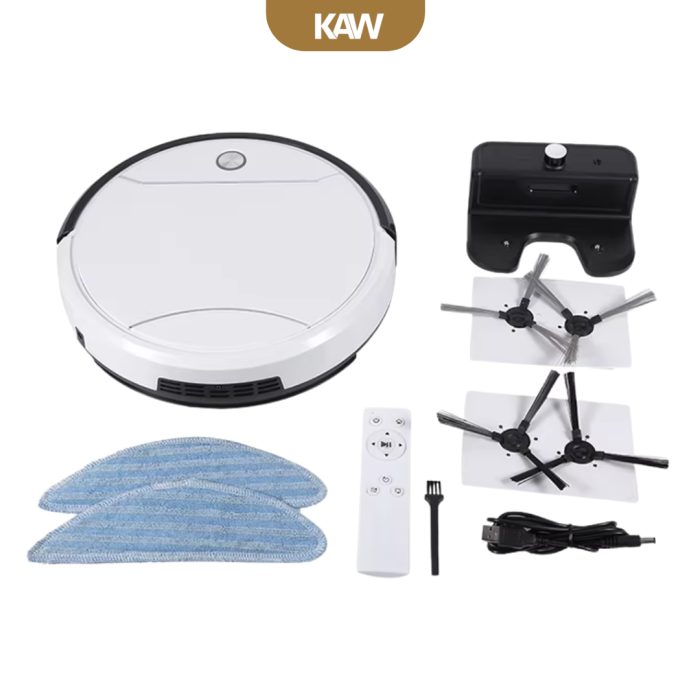 Robot Hút Bụi Tự Sạc KAW 245C – Hút Quét Lau 3 Trong 1, Diệt Khuẩn UV, Điều Khiển Từ Xa