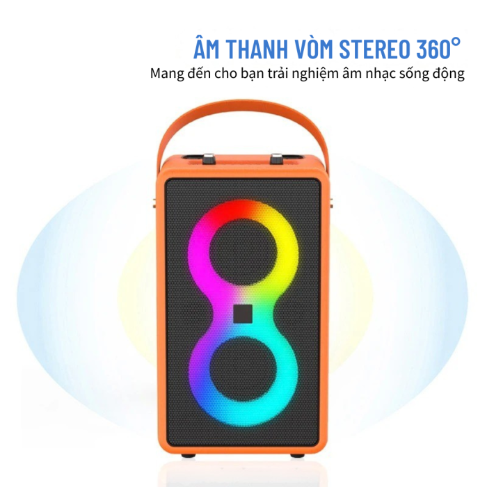 Loa KAW PartyBox K8 On-The-Go Di Động, Công Suất Lớn, Kèm 2 Micro Karaoke Chuyên Nghiệp