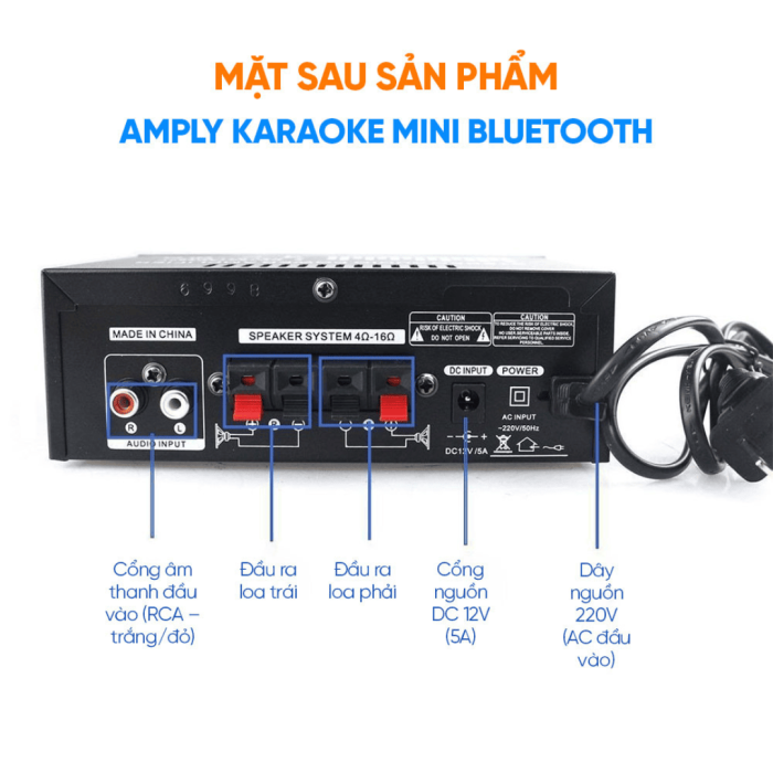 Amply BT198B-B KAW Đa Năng 600W — Bluetooth Karaoke Gia Đình Hoàn Hảo!