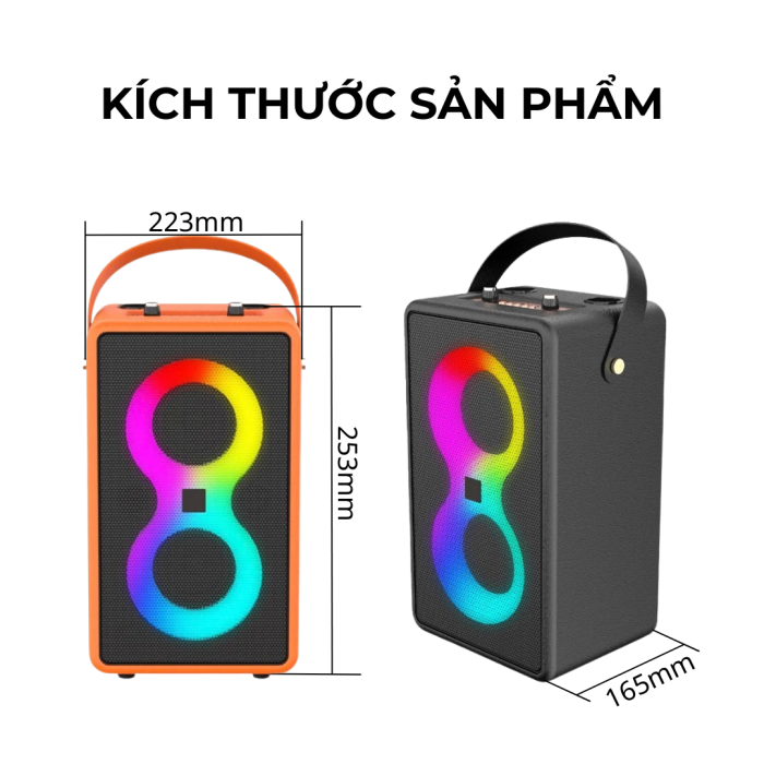 Loa KAW PartyBox K8 On-The-Go Di Động, Công Suất Lớn, Kèm 2 Micro Karaoke Chuyên Nghiệp