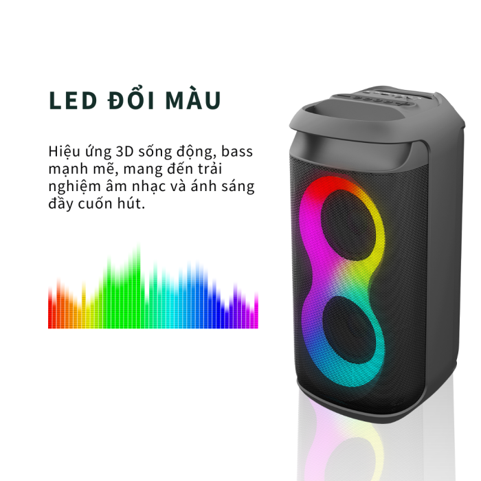 Loa KAW PartyBox K2 Bluetooth Karaoke - Âm Thanh Mạnh Mẽ, Đa Cổng Kết Nối | Chính Hãng