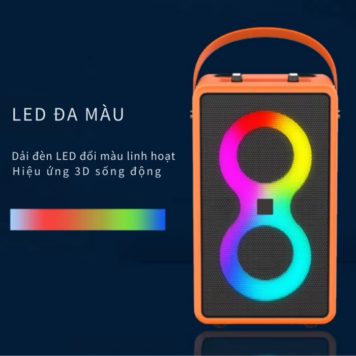 Loa KAW PartyBox K8 On-The-Go Di Động, Công Suất Lớn, Kèm 2 Micro Karaoke Chuyên Nghiệp