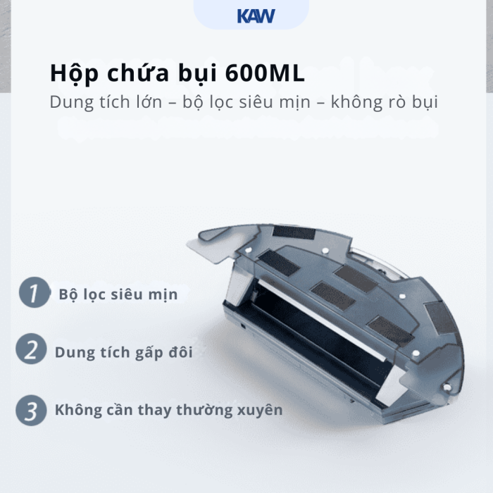 Robot hút bụi lau nhà thông minh KAW 246A – Lực hút 2600Pa, điều hướng Gyroscope