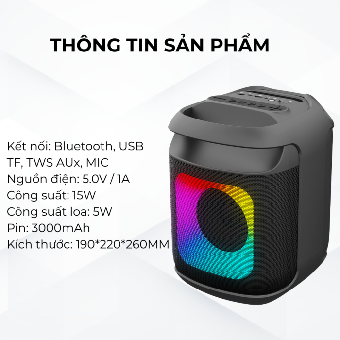 Loa KAW PartyBox K1 Bluetooth Karaoke, Hỗ trợ Mic 6.5mm, FM, USB, Type-C