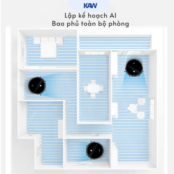 Robot hút bụi lau nhà thông minh KAW 246A – Lực hút 2600Pa, điều hướng Gyroscope